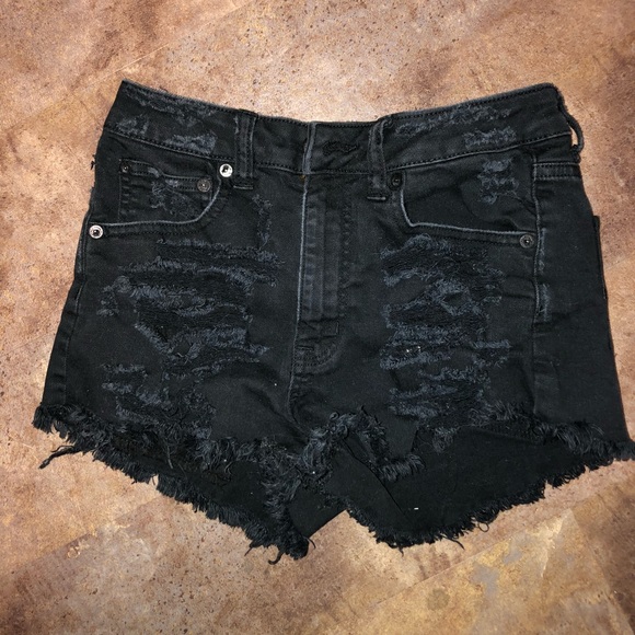*SOLD* black distressed shorts - Picture 1 of 3